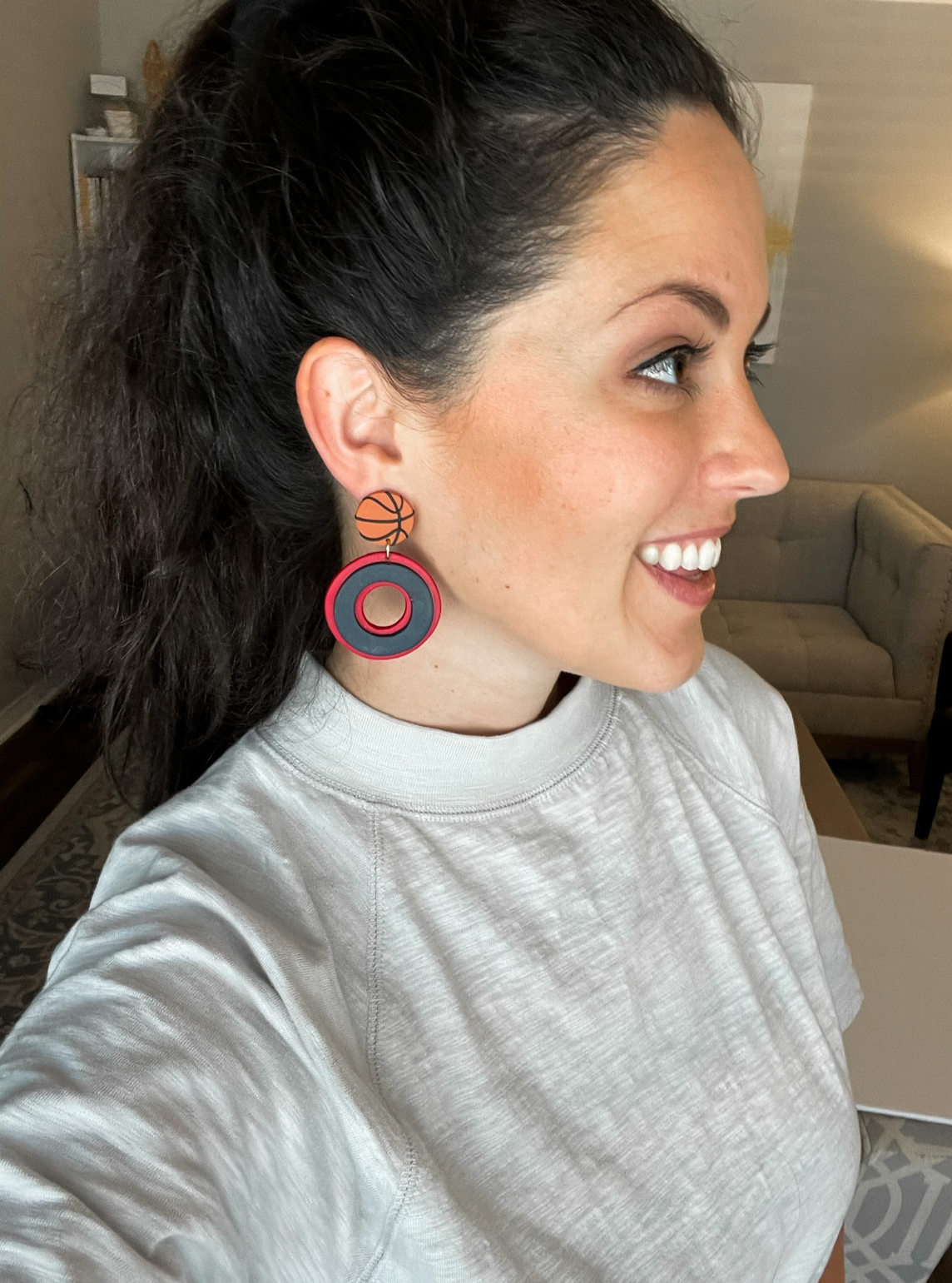 Foshee Design Studio | The New Orleans Red and Blue "Basket-dunk" Basketball Earrings