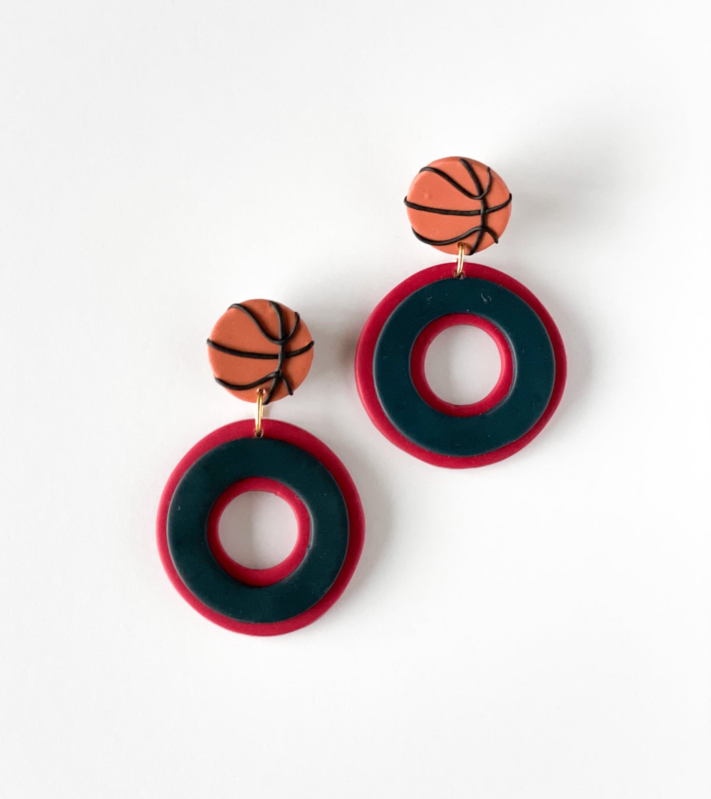 Foshee Design Studio | The New Orleans Red and Blue "Basket-dunk" Basketball Earrings