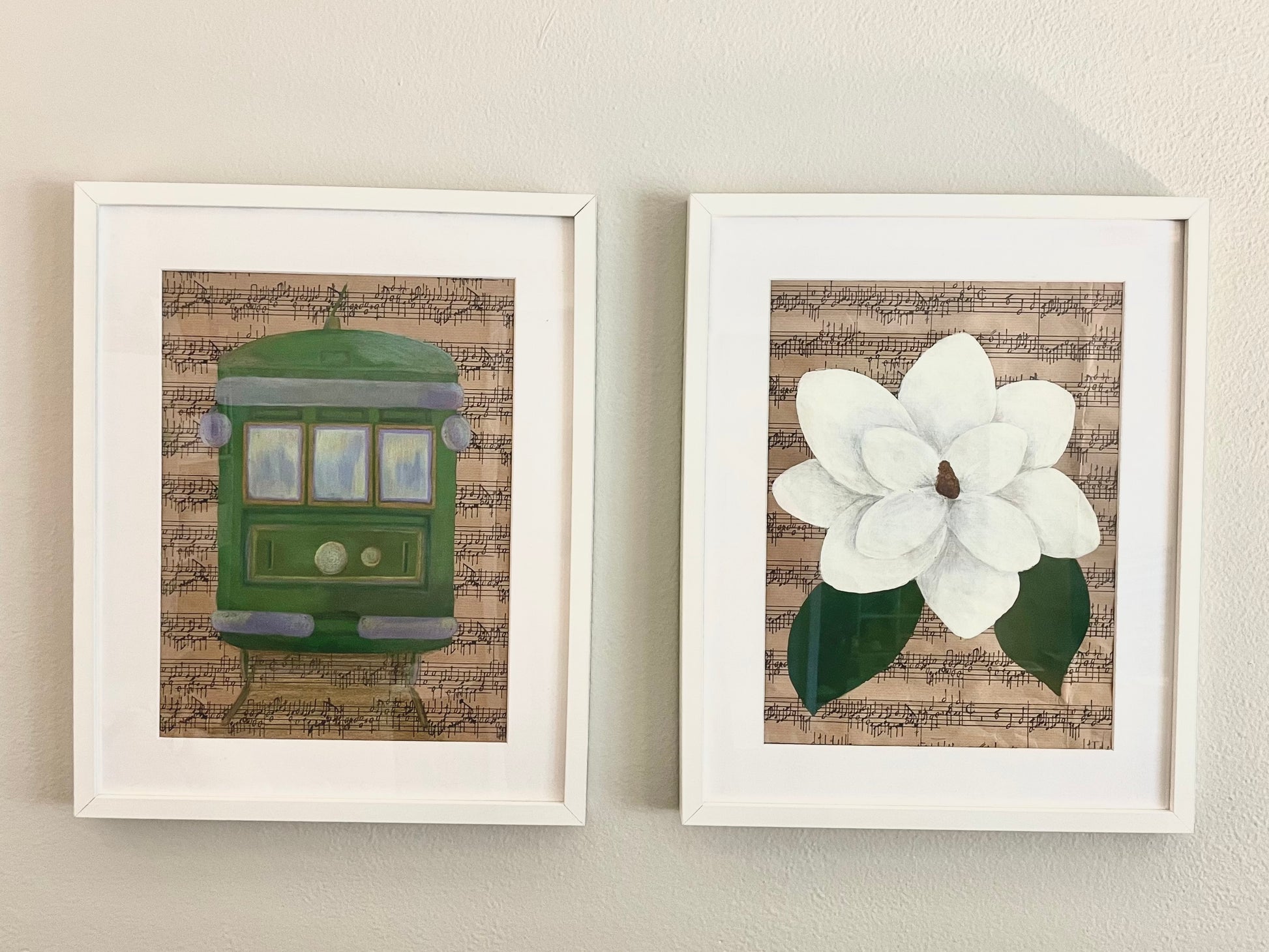 © Foshee Design Studio 2024 | Streetcar and Magnolia flower, original artwork commission  